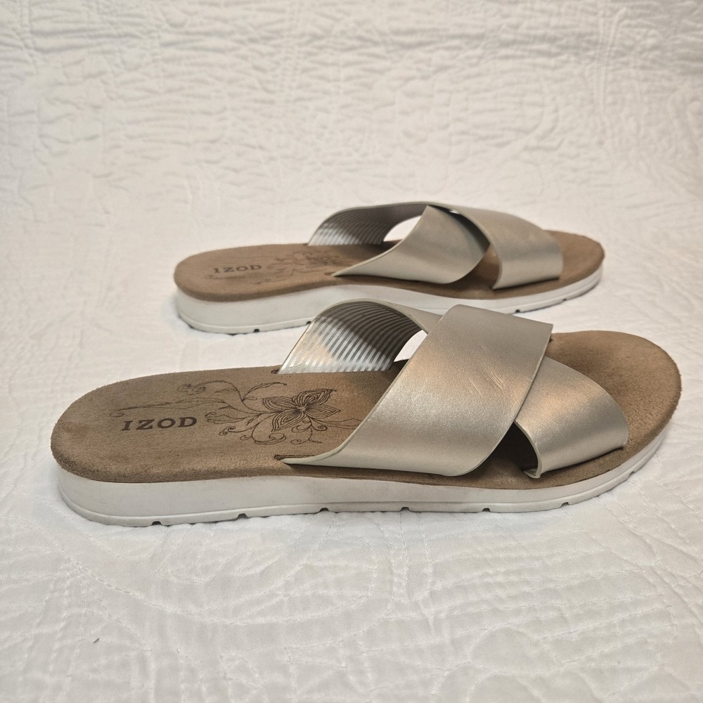 Izod Alyssa Gold Women's Cross Strap Sandals Comfort Slide size 8.5 - Picture 5 of 10
